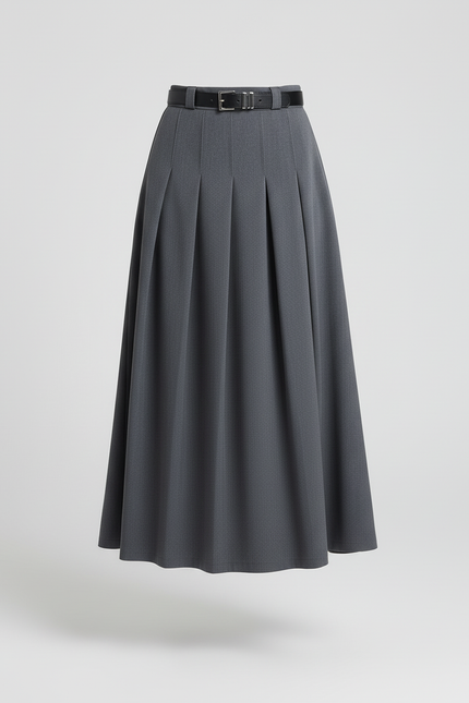 Jupe Patineuse Grise Plissée Chic Élégante Raffinée