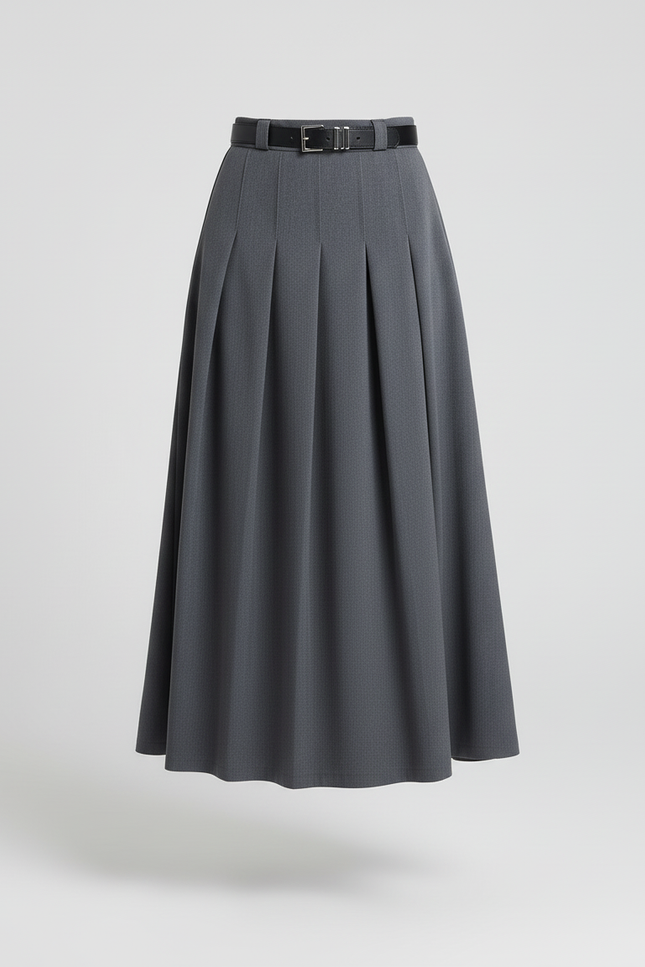 Jupe Patineuse Grise Plissée Chic Élégante Raffinée