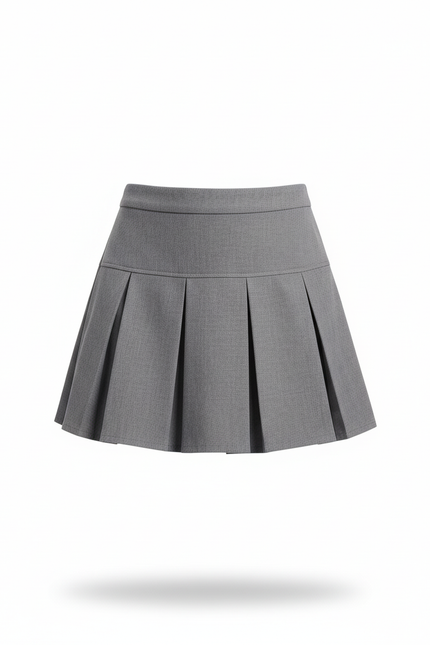 Jupe Patineuse Grise Plissée Chic Discrète