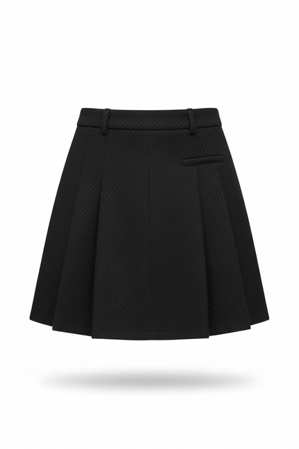 Jupe Patineuse Noire Plissée Élégante Élancée