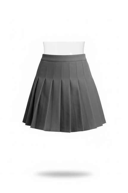 Jupe Patineuse Grise Plissée Preppy