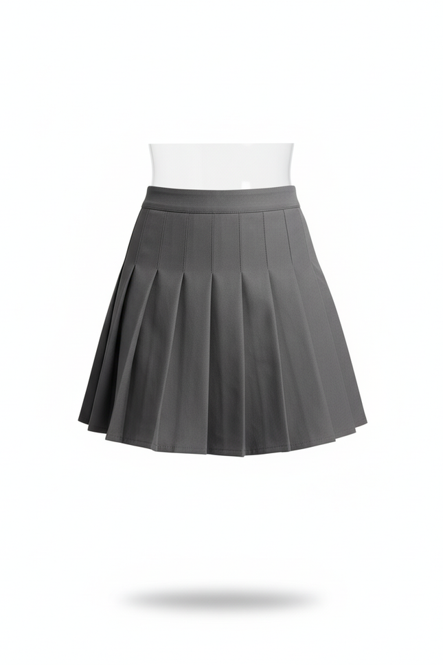 Jupe Patineuse Grise Plissée Preppy