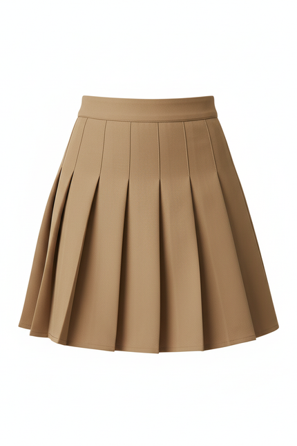 Jupe Patineuse Plissée Beige Preppy