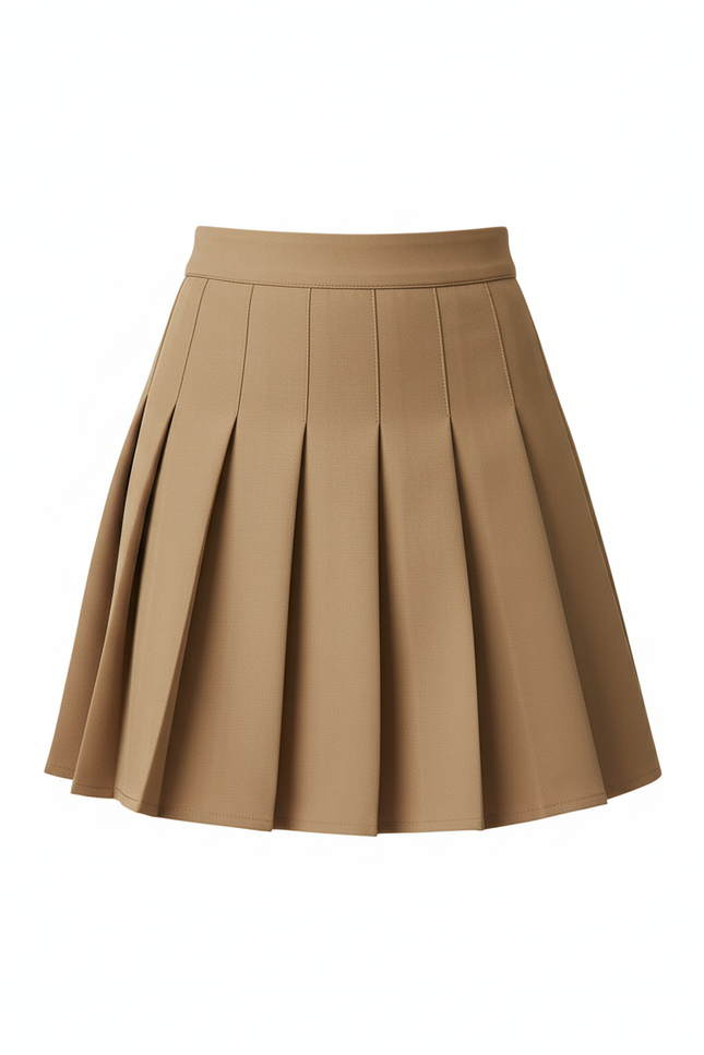 Jupe Patineuse Plissée Beige Preppy