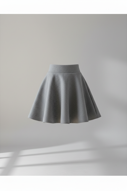Jupe Patineuse Grise Laine Plissée
