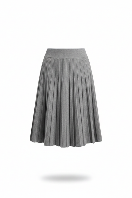 Jupe Patineuse Grise Plissée Élégante