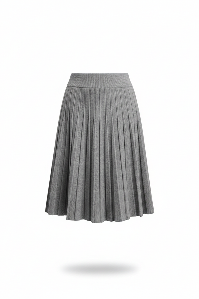 Jupe Patineuse Grise Plissée Élégante