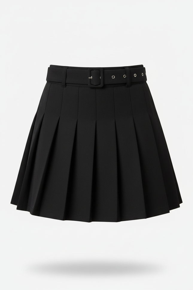 Jupe Patineuse Noire Plissée Chic Légère