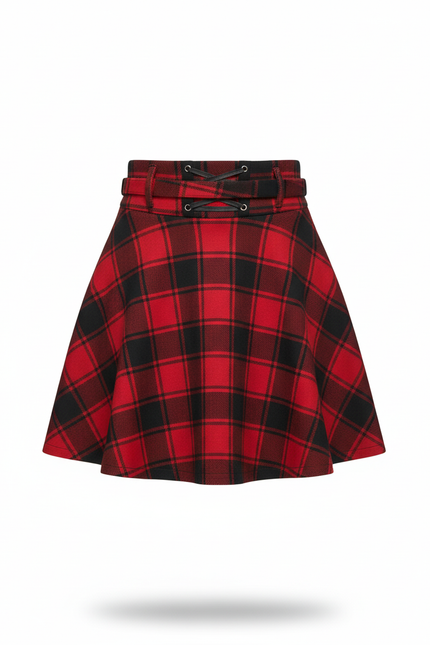 Jupe Patineuse Écossaise Laçage Chic