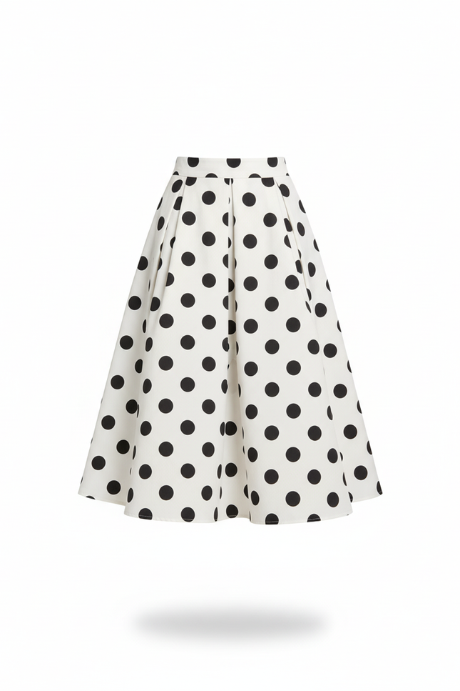 Jupe Patineuse Plissée À Pois Élégante