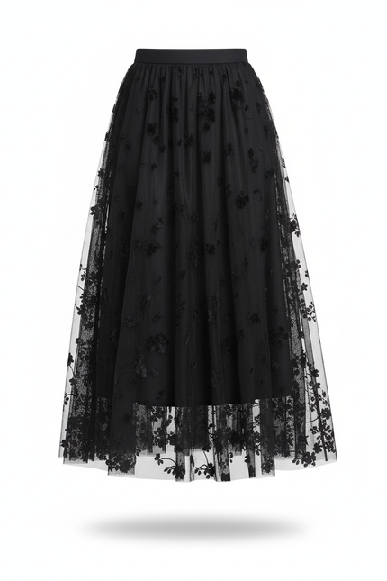 Jupe Patineuse Longue Florale Élégante