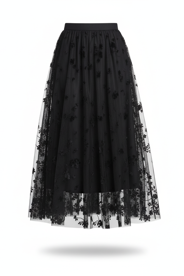 Jupe Patineuse Longue Florale Élégante