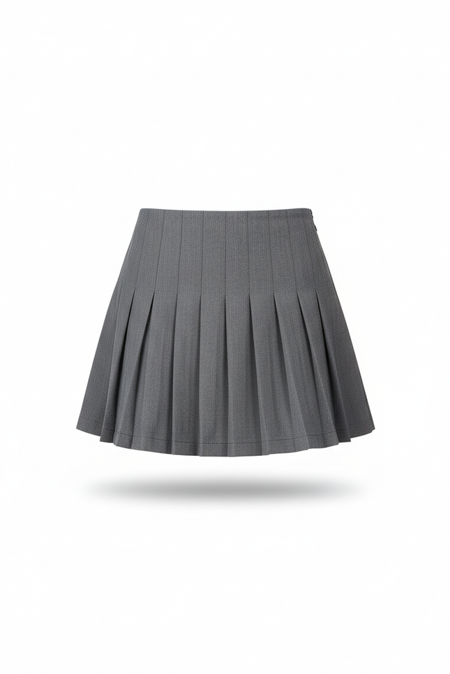 Jupe Patineuse Grise Plissée Chic Soignée