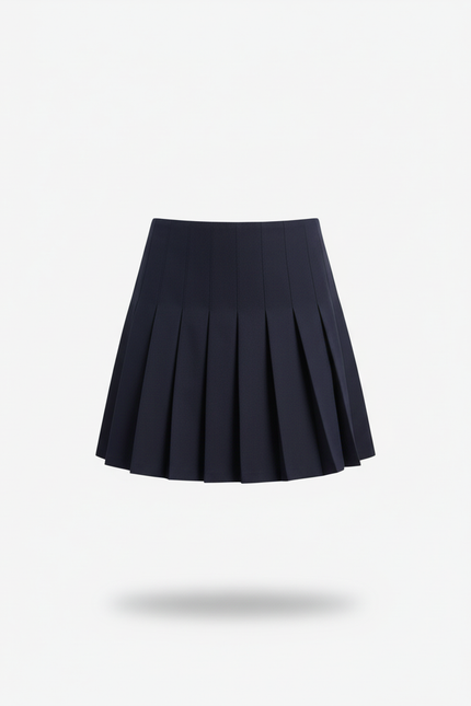 Jupe Patineuse Bleu Marine Plissée Chic