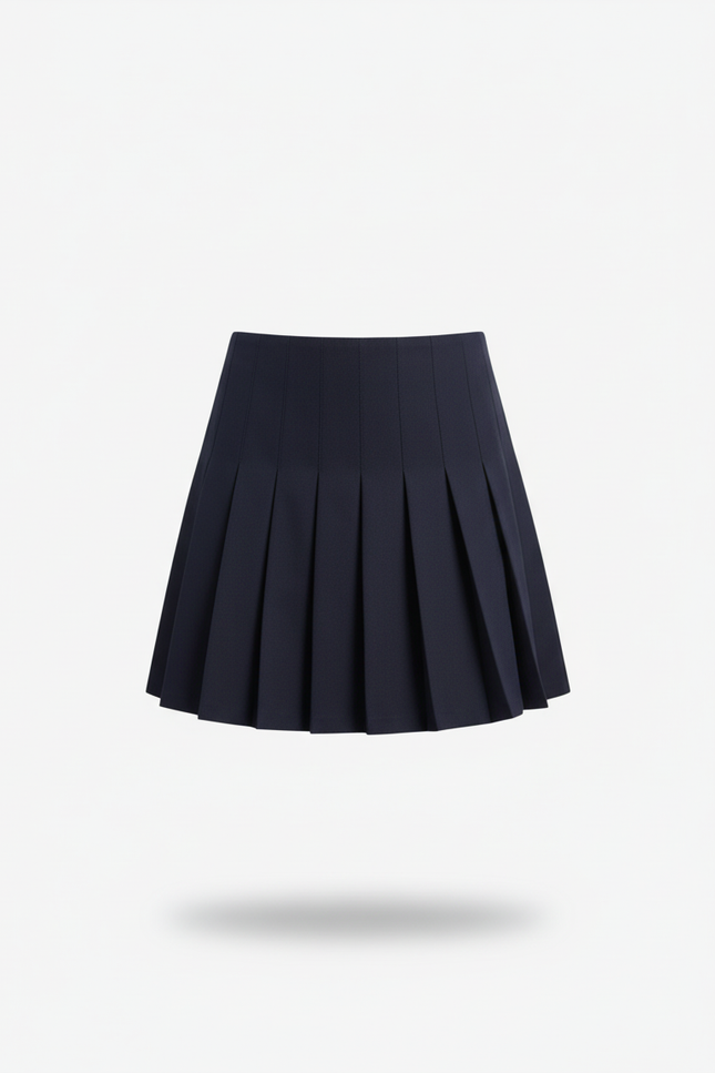 Jupe Patineuse Bleu Marine Plissée Chic