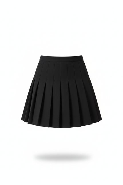 Jupe Patineuse Noire Plissée Décontractée Quotidienne