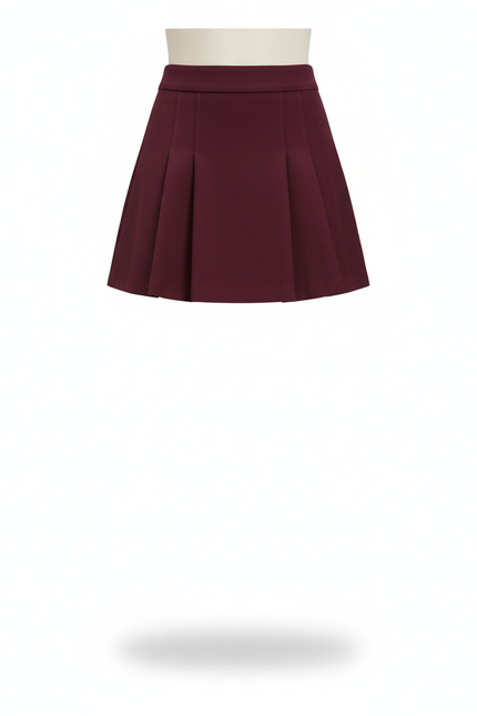 Jupe Patineuse Bordeaux Plissée Chic Raffinée
