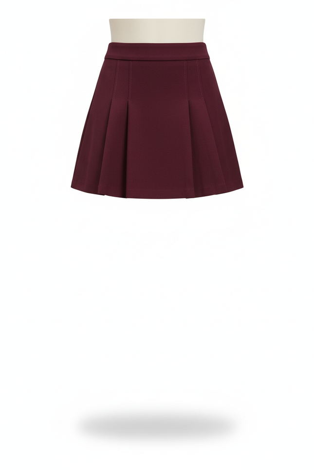 Jupe Patineuse Bordeaux Plissée Chic Raffinée