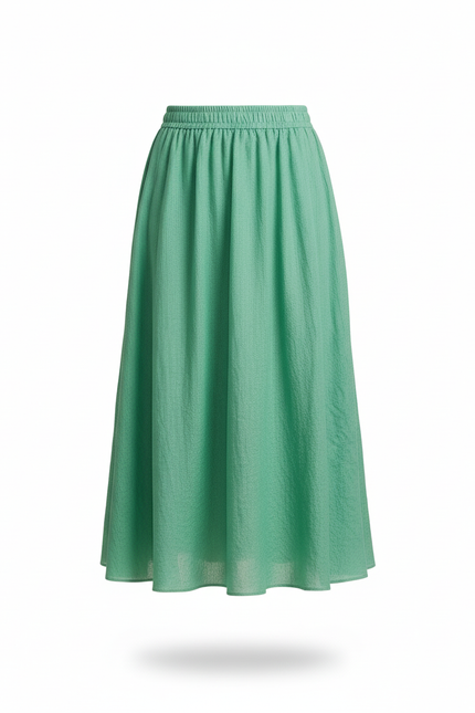 Jupe Patineuse Vert Coton-Lin Bohème