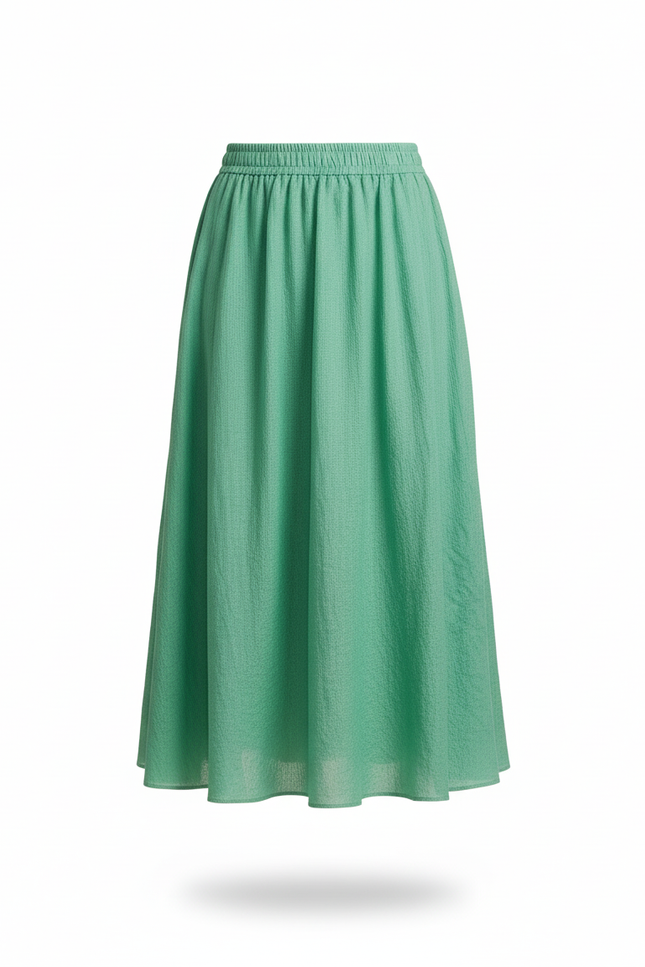 Jupe Patineuse Vert Coton-Lin Bohème