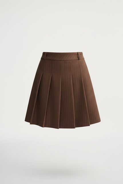 Jupe Patineuse Marron Plissée Chic Naturelle