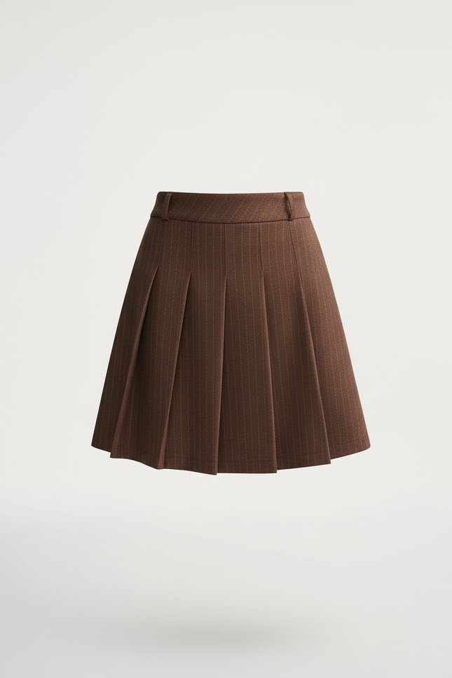 Jupe Patineuse Marron Plissée Chic Naturelle