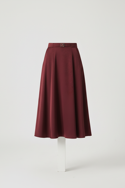 Jupe Patineuse Bordeaux Satinée Élégante