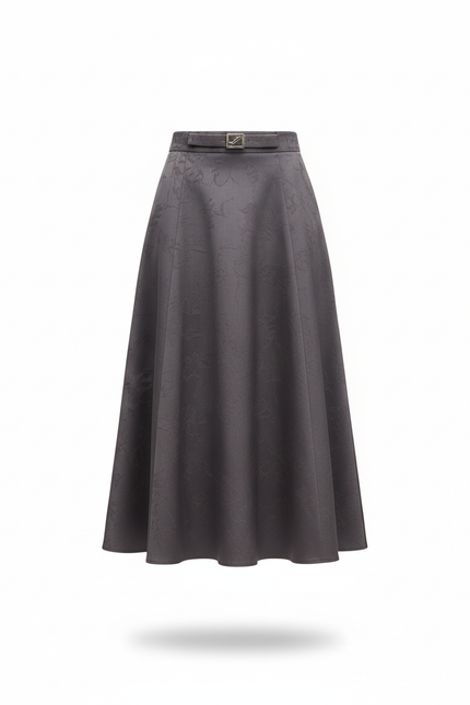 Jupe Patineuse Grise Midi Élégante