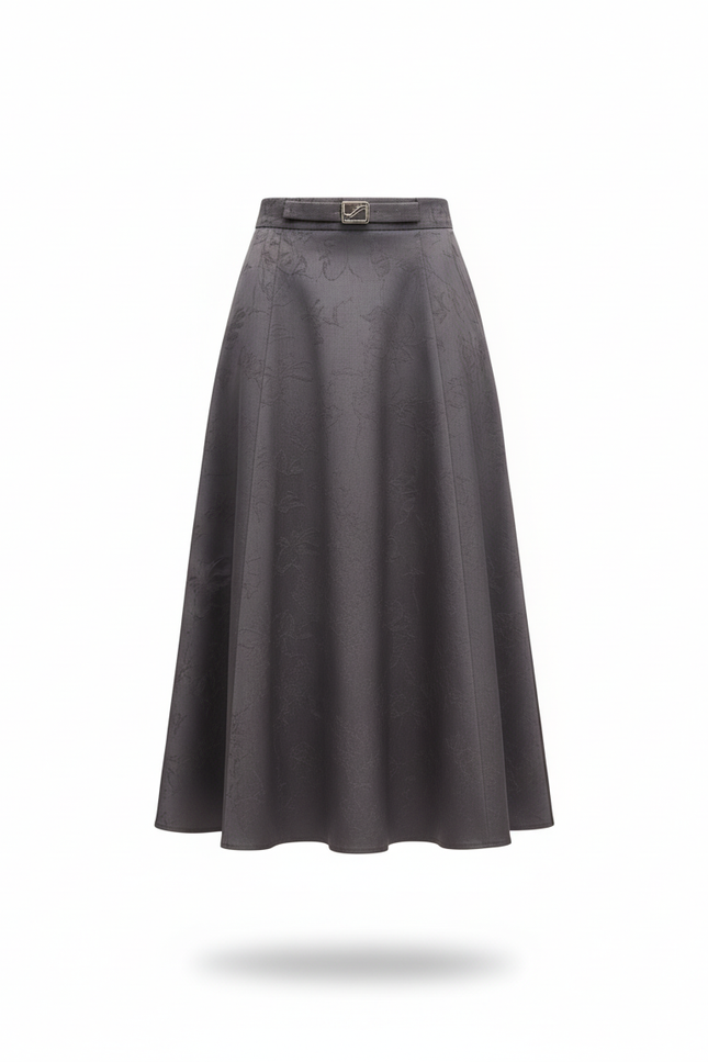 Jupe Patineuse Grise Midi Élégante