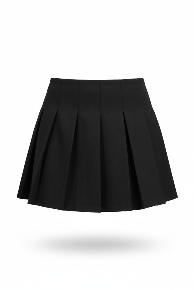 Jupe Patineuse Noire Plissée Coréenne