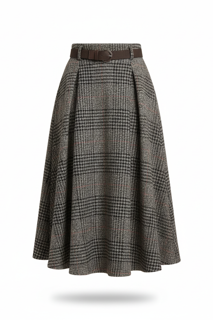 Jupe Patineuse Plaid Laine Élégante