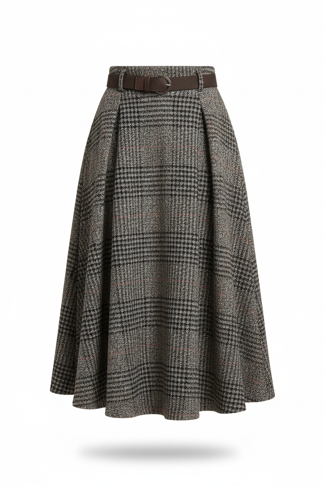 Jupe Patineuse Plaid Laine Élégante