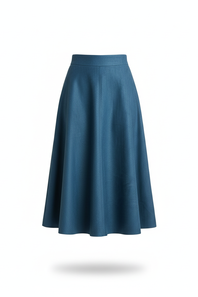 Jupe Patineuse Bleu Pétrole Daim Élégante