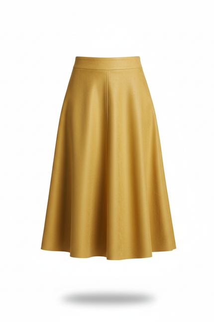 Jupe Patineuse Suède Jaune Moutarde Élégante