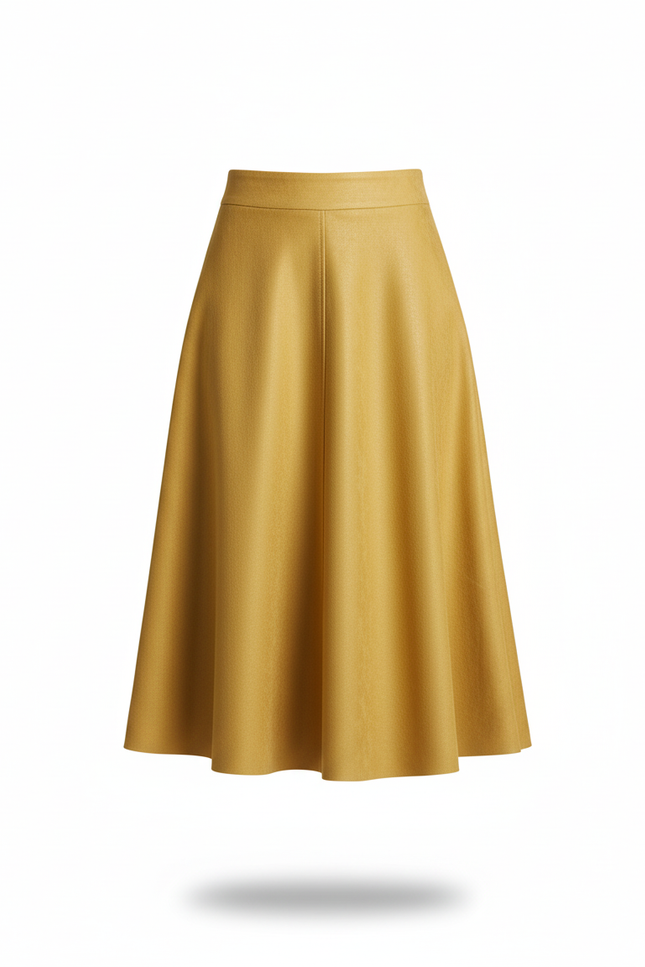 Jupe Patineuse Suède Jaune Moutarde Élégante