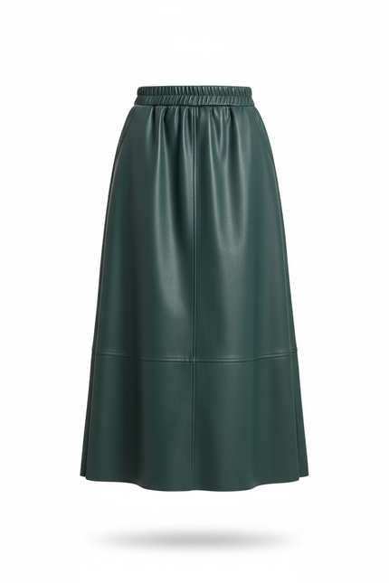 Jupe Patineuse Similicuir Émeraude Élégante