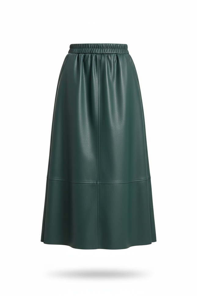 Jupe Patineuse Similicuir Émeraude Élégante