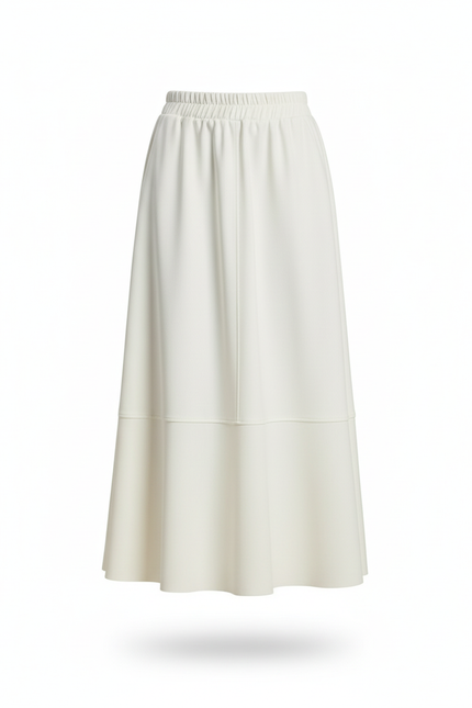 Jupe Patineuse Crème Simili-Cuir Élégante