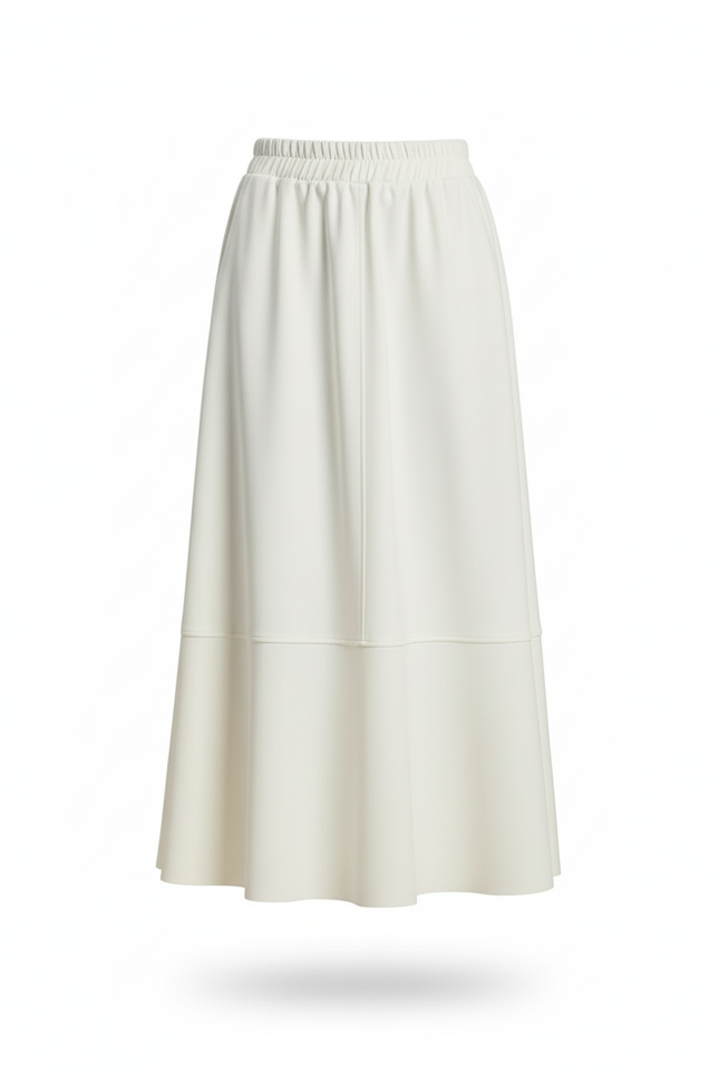 Jupe Patineuse Crème Simili-Cuir Élégante