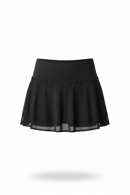 Jupe Patineuse Noire Plissée Fluide