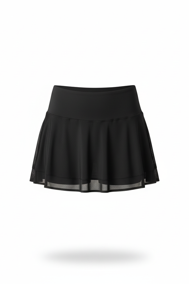 Jupe Patineuse Noire Plissée Fluide