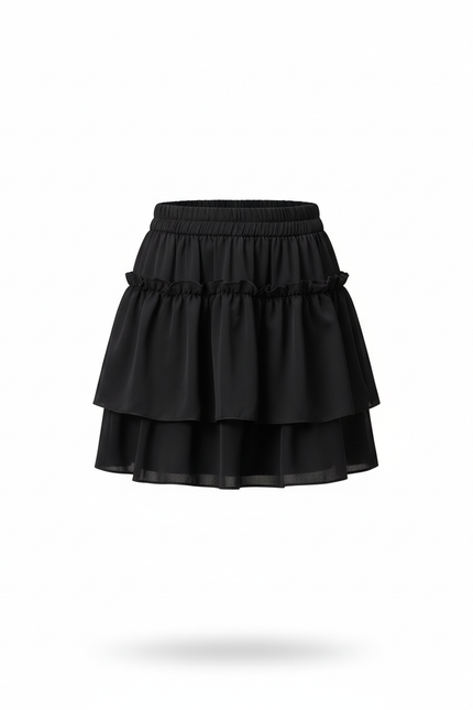 Jupe Patineuse Noire Chic À Volants