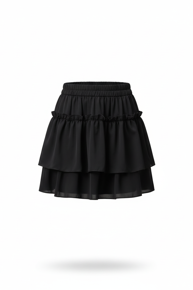 Jupe Patineuse Noire Chic À Volants