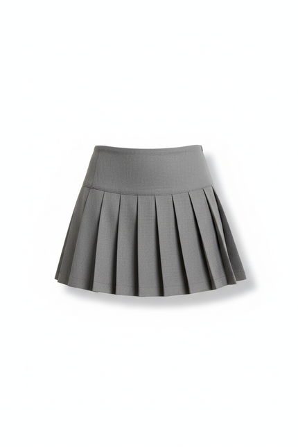 Jupe Patineuse Grise Plissée Chic Élégante