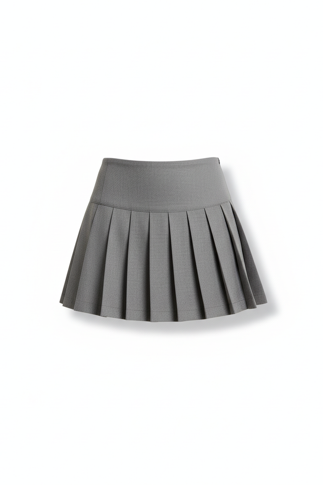 Jupe Patineuse Grise Plissée Chic Élégante