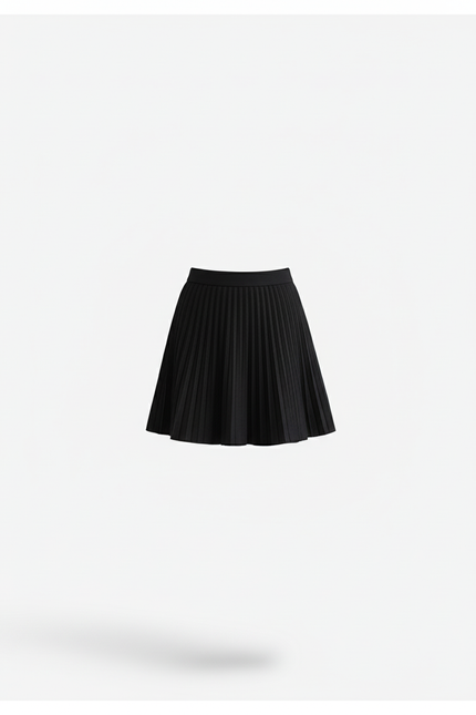 Jupe Patineuse Noire Plissée Décontractée