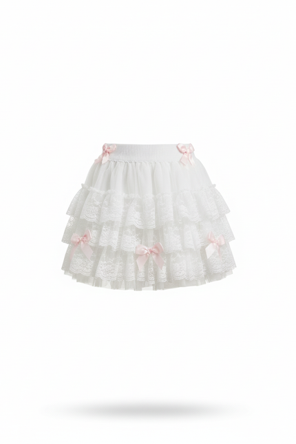 Jupe Patineuse Blanche À Volants Mignonne