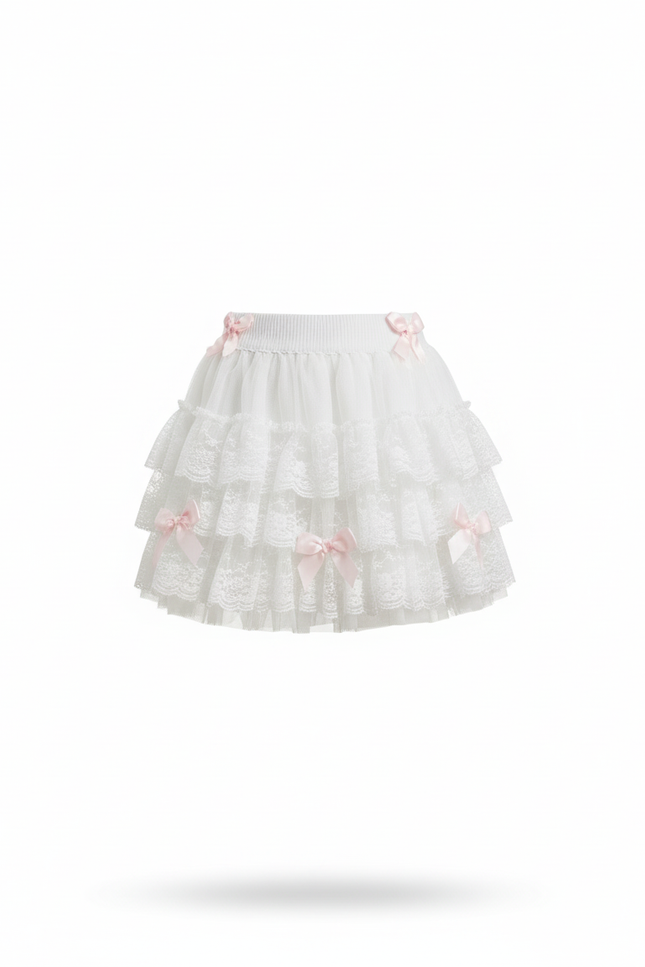 Jupe Patineuse Blanche À Volants Mignonne