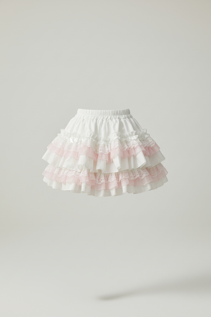 Jupe Patineuse Blanc Rose Volants Fluide